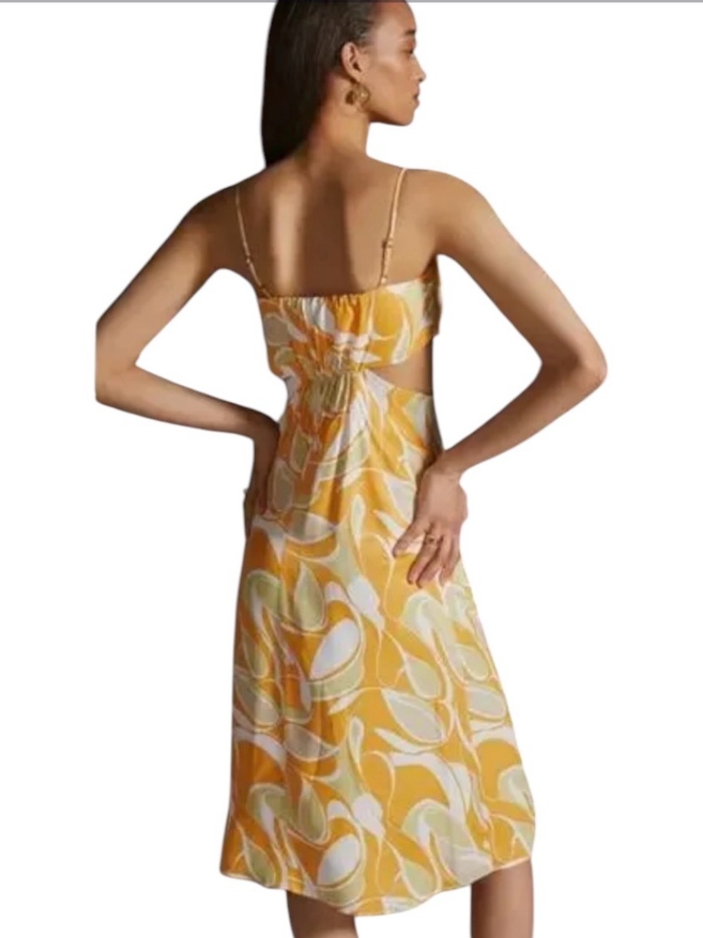 Anthropologie Cutout Printed Slip Midi Dress Size 2X - Picture 2 of 8
